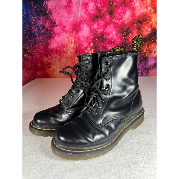 Dr. Martens Shoes - Dr. Martens 1460 W Black Smooth Leather Eye Combat Boots Womens Size 6